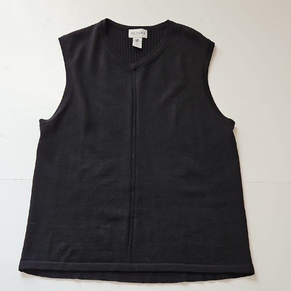 Alfani Mens M Merino Wool Sleeveless Sweater Vest Black Dark Academia Preppy - Picture 1 of 8
